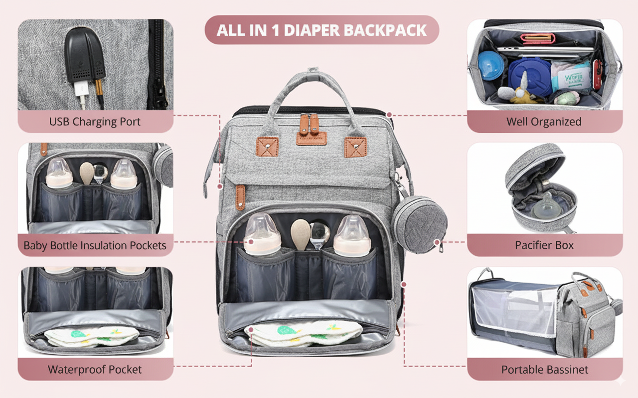 Femmora Diaper Bag with Change Station